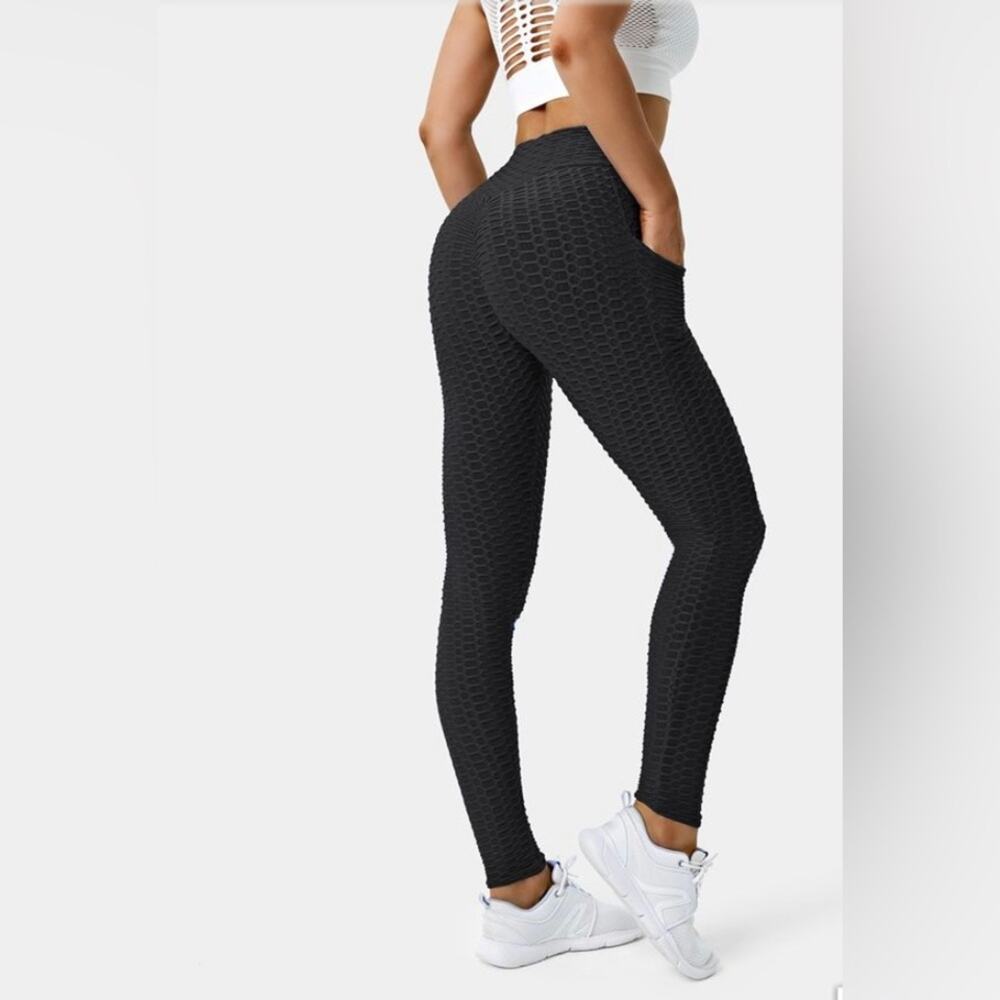 TikTok Waffle Leggings Black NWOT